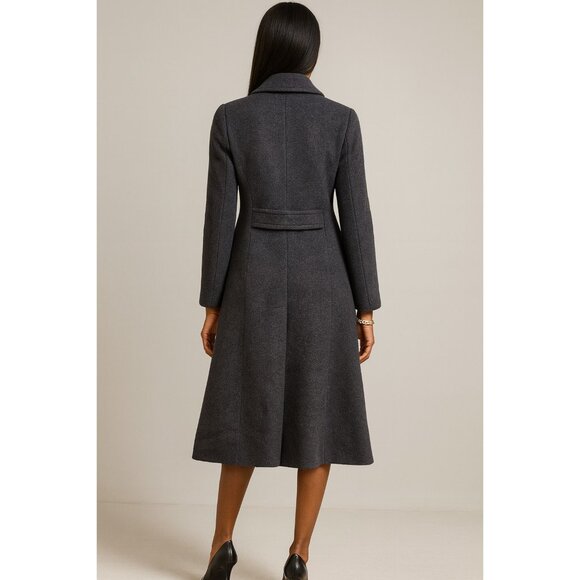 Calvin Klein Wool Long Coat Women’s Sze 4 Charcoal Gray Button Front Classic - Picture 5 of 15